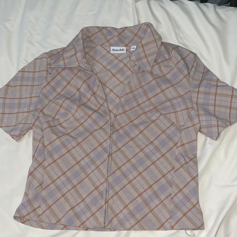 Sunday Best collared zip short sleeve top size 6 NWOT